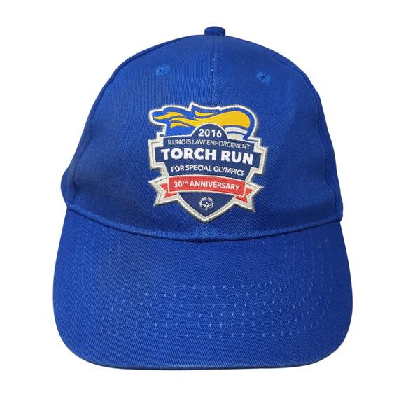 2016 Torch Run 30th Anniversary Strapback Baseball Cap Blue One Size BWM Global - Picture 1 of 10